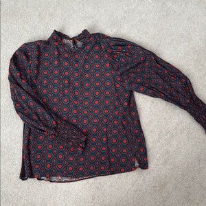 Zara Red and Black Geometric Blouse